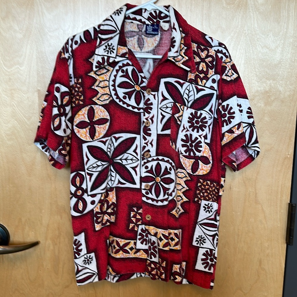 Sears Vintage Hawaiian Shirt (Large) Block Print